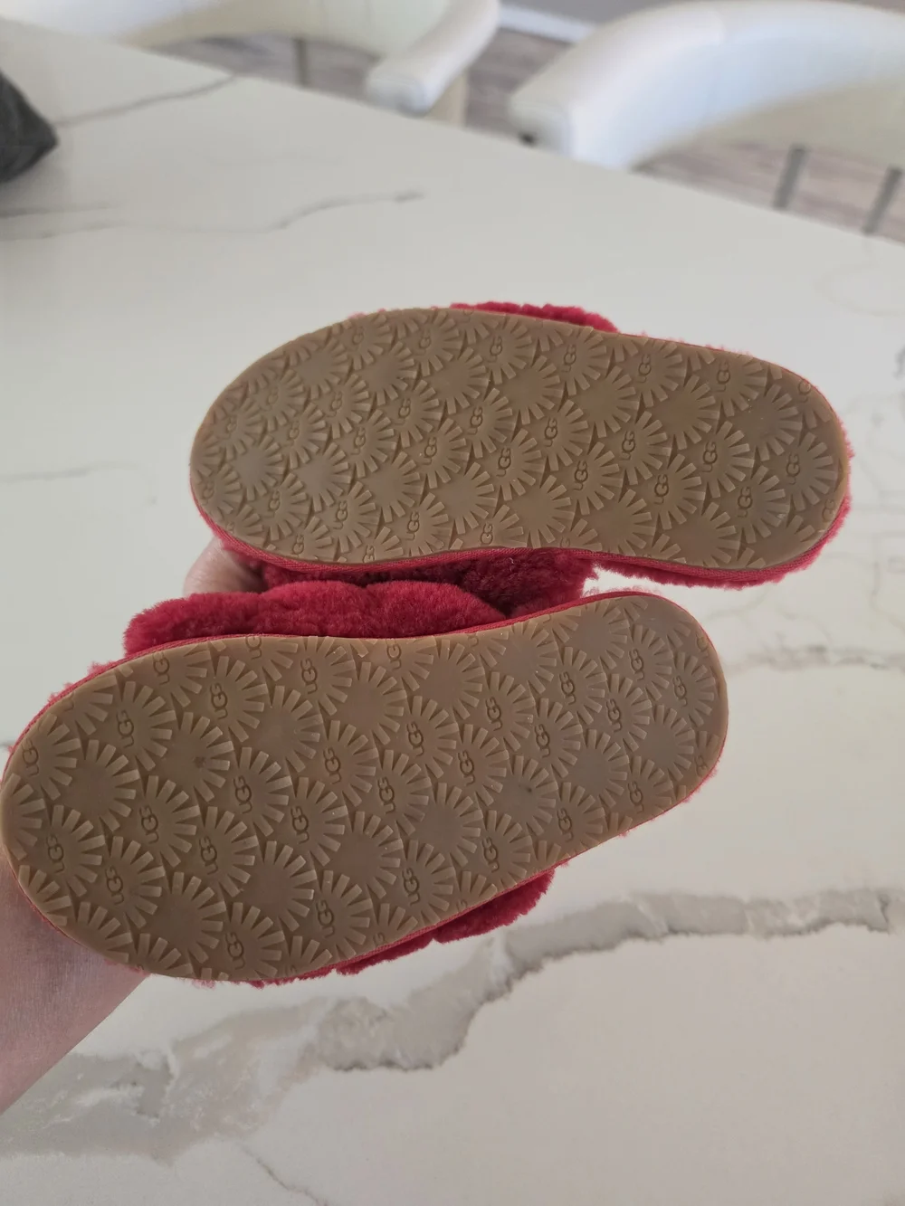 UGG Kids Red Fluff Yeah Slide - Plush Shearling Slip-On
